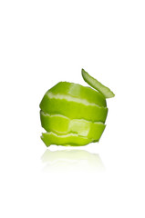 The green apple peel. Isolated on a white background.