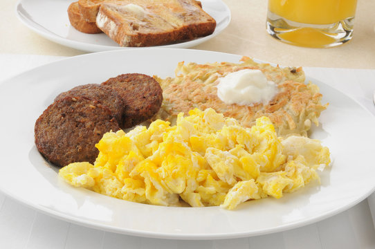 Sausage Patties Iwth Scrambled Eggs