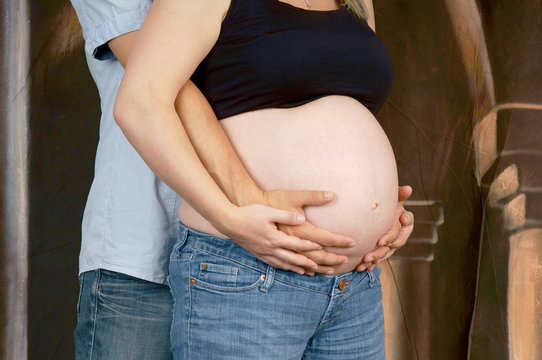 pregnant woman with her man