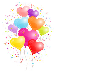 9 Colored Heart Balloons Background