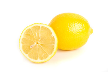 Two yellow Lemon on a white background