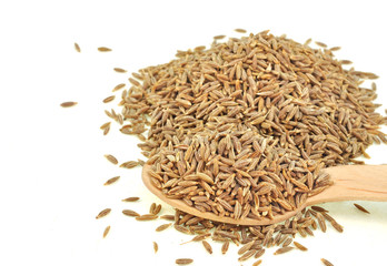 close up of dried seeds of cumin spice