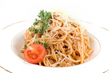 tasty pasta with cream, cheese and parsle