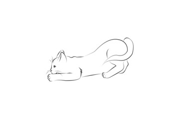 11 Katze Outlines lauernd Malbild