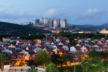 Obraz premium panoramic view to modern buildings under construction