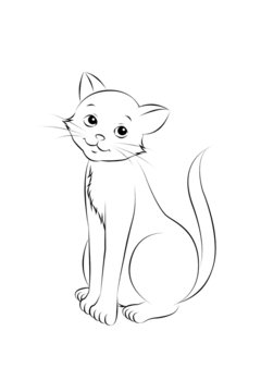12 Katze sitzend Outlines Malbild