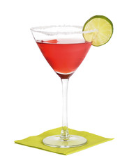 Cosmopolitan cocktail, informally a cosmo, a cocktail made with vodka, triple sec, cranberry juice, and lime juice.