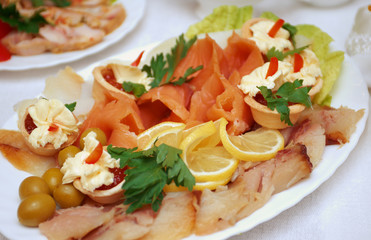 Seafood arrangement.