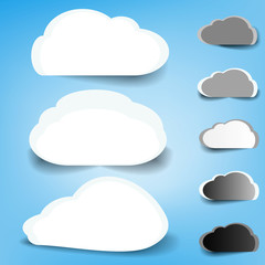 Set of cloud elements with shadow