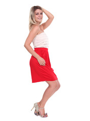 Naklejka premium Full length of a beautiful young lady in dress