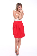 young girl isolated over white background