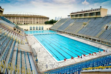 Foto auf Acrylglas Stadion Schwimmbad in Moskau, Russland. Altes Sportstadion im Luzhniki-Park im Freien.