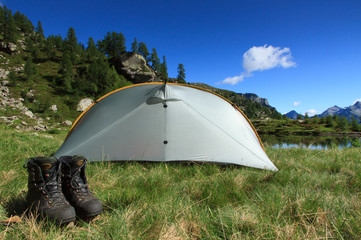 Shoes at campsite