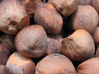 pile of dried coconuts
