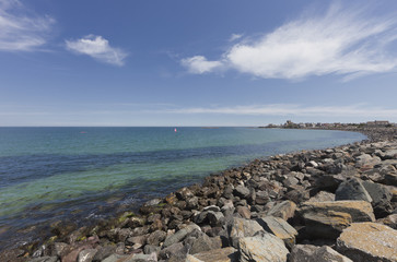 Breakwater in Bay of Barfleur in Normandy