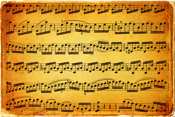 Musical scores on old paper - old card