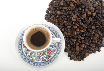 Cup of Turkish coffee on white  