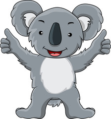 Naklejka premium funny koala cartoon raising hand