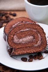 Cup of coffee and chocolate cake 