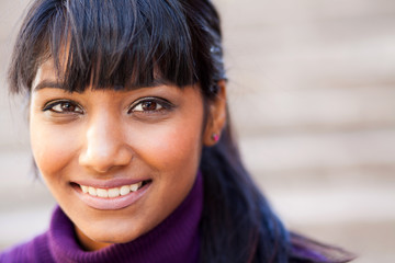 young indian woman face closeup