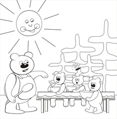 bear family, lunch,coloring