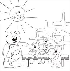 Washable wall murals DIY bear family, lunch,coloring