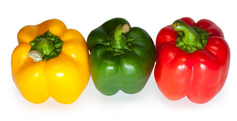 Group fresh sweet pepper isolated on white background