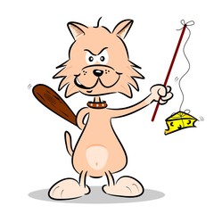 A cartoon cat with an idea for catching mice