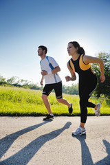 Young couple jogging