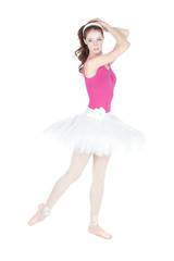 Naklejka premium Young beautiful dancer posing on a studio