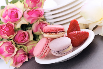 macaroons and strawberry