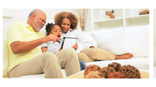 Montage Grandparents Using Wireless Technology Grandchildren