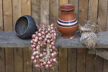 Still Life with jug, pot and onions