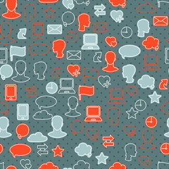 Social media network icon set seamless texture