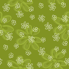 cute little flowers on a green meadow seamless pattern
