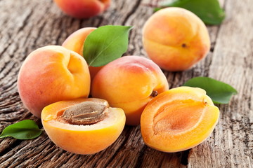 Apricots with leaves