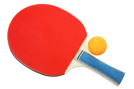 Bat and ball for ping-pong.