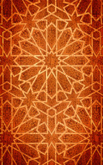 Wooden board, with the cut decor. Mystical background.