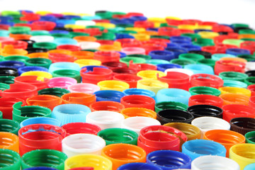 color caps as plastic background