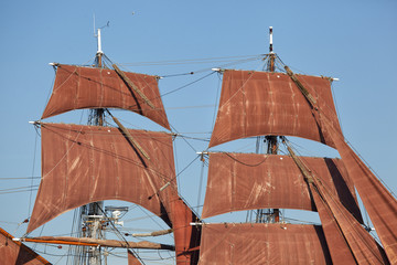 Detail eines Segelschiffes,Masten eines Großseglers