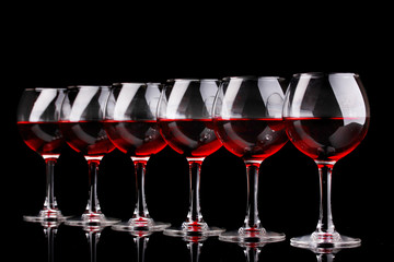 Wineglasses isolated on black