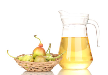 duchess drink with pears in basket isolated on white.