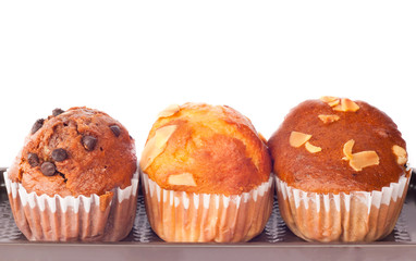 freshly mixed muffin on the white background