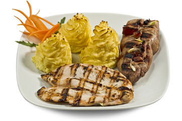 Dish with various meats