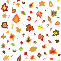 Seamless retro fifties autumn leaves pattern