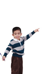 School concept, kid draw and point