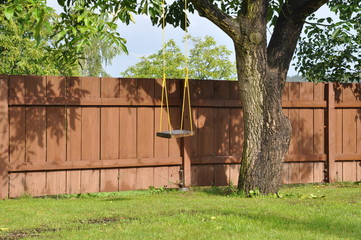 Swing on the tree in the garden