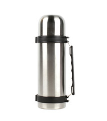 Thermos flask on white background