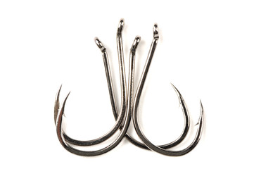 Fishhooks Isolated on White Background
