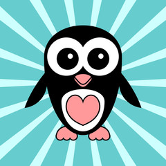 Greeting card with cute penguin